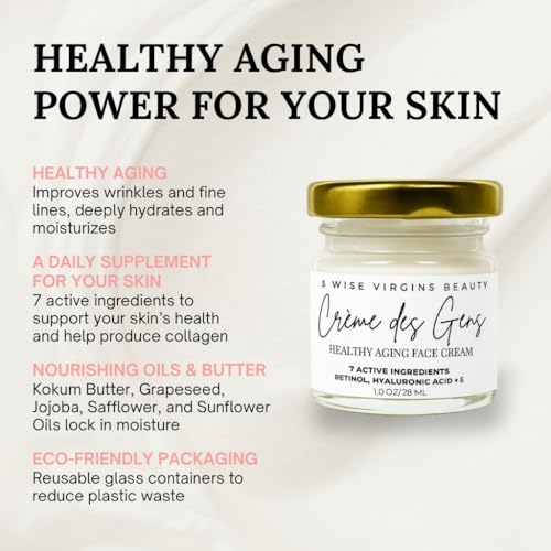 Cr?me des Gens Healthy Aging Retinol Cream with Hyaluronic Acid, Niacinamide & Ceramides ? Smooths Wrinkles & Fine Lines, Affordable, Simplified Skincare, Fragrance-Free, 1 Oz