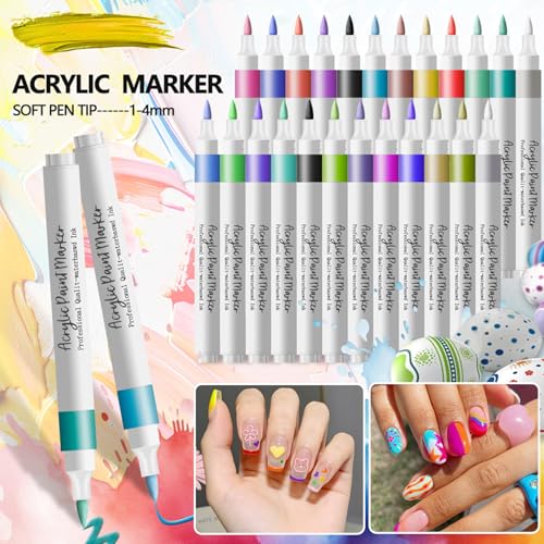 Nail Art Pens Set, 36 Colors Nail Art Markers Polish Pens for Painting Nails, Acrylic Paint Drawing Painting Dotting Markers Pen Quick Drying Nail Art Design Manicure Tools
