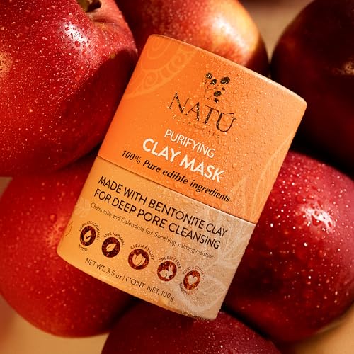 NAT? BOTANICALS Purifying Bentonite Clay Mask ? Clarifying Clay Mask for Face ? Soothing & Softening Hydrating Face Mask for Oily and Combination Skin ? Helps Tighten, Clarify & Refine Skin 3.5oz
