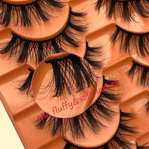 Wispy Mink Lashes 10 Pairs False Eyelashes Natural Look Fluffy Cat Eye Fake Eyelashes Faux Mink Lashes Pack, S35-10