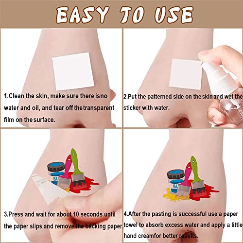 Art Temporary Tattoo Paint Birthday Party Favors Decorations Art Birthday Party Tattoos Stickers Favors Creative Party Supplies for Kids Girls Boys Gifts Classroom School Prizes 24 Sheets (144PCS)