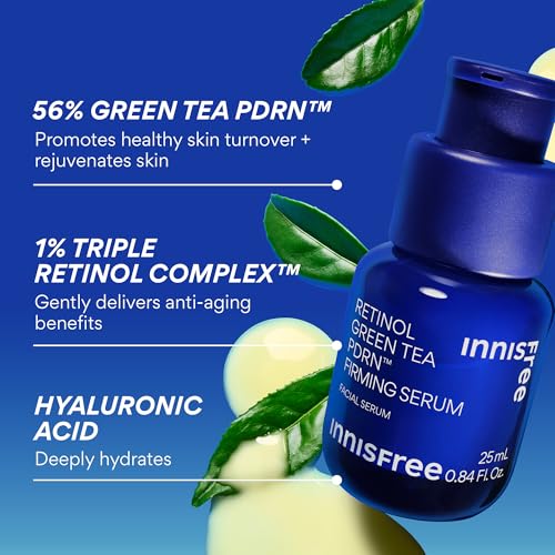 innisfree Green Tea Retinol PDRN Firming Serum - Vegan Korean Skincare for Fine Lines and Smoothing Skin Texture, Available in Gift Set
