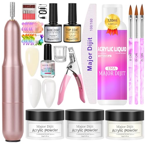 Acrylic Nail Kit with Drill 120ml Liquid Powders Base Coat Top Coat Primer with everything Nails Kit Acrylic Set Manicure Tools Salon DIY