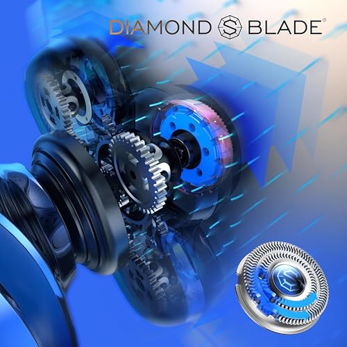 Blade & Stone¢ç Head Shaver for Men HS505-BB | Diamond-S-Blade¢ç | MIMO Net Technology for Superior Skin Comfort | 8500 RPM Durable Motor, USB-C Rechargeable - Big Blue