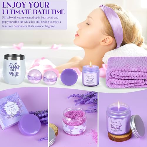 Mother's Day and Get Well Gifts for Women,Birthday Gifts Basket for Women,Relaxing Spa Care Package With Luxury Flannel Blanket,Unique Self Care Gift Basket for Mom, Wife, Friends