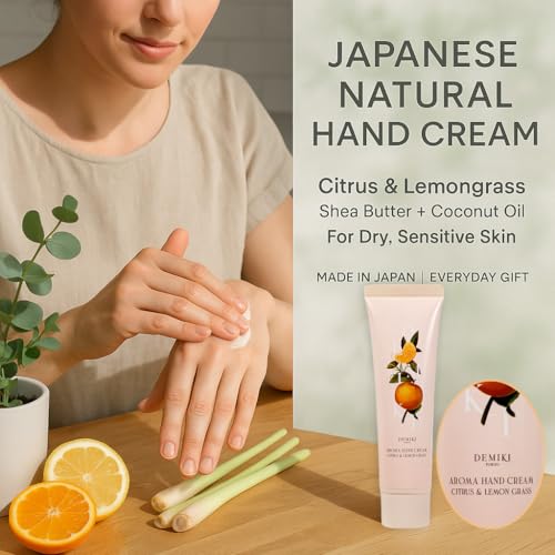 DEMIKI Shea Butter Hand Cream for Dry Cracked Hands,Japanese Skin Care Hand Lotion with Shea Butter, Coconut Oil, Hand Cream for Women,Travel Essentials,Travel Size 2pcs/50gx2/1.7fl.ozx2