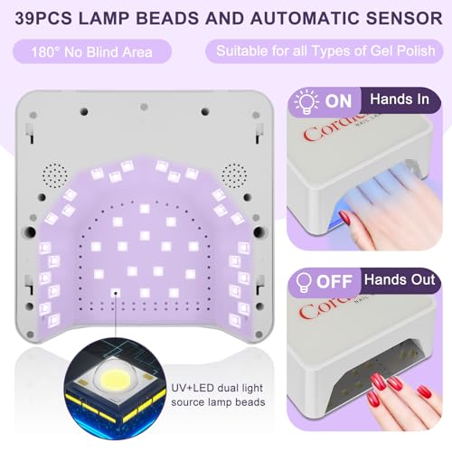 UV LED Nail Lamp Cordless, Rechargeable UV Light for Gel Nails with Metallic Reflector & Metal Base, 86W Wireless LED Nail Dryer, Professional Fast Curing Light for Salon Home Use, White
