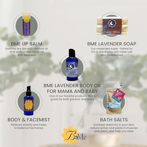 Blue Moon Elise New Mom Box, Natural Lavender Bath and Body Spa Gift Baskets for Women, New Mom Gifts for Women, Made from Pure Lavender Essential Oils, Safe for Use on Babies