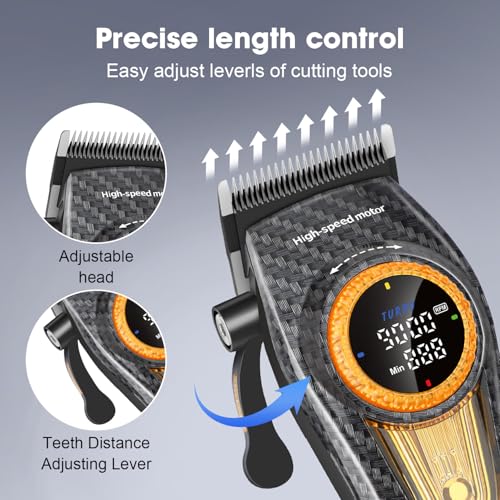KEMEI Professional Hair Clippers for Men, Clippers for Hair Cutting, Barber Clippers, Cordless Rechargeable Hair Clipper, Haircut Clippers, Hair Cutting Tools, LED Display, Gifts for Men