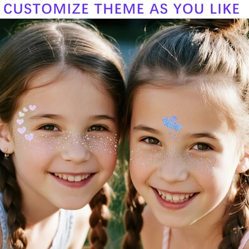 40pcs Glitter Freckles Face Tattoo, Holographic Face Glitter Sparkle Freckles Temporary Tatttoos for Women Girls, Waterproof Fake Freckles, Festival Rave Outfits Festival Decorations (Holographic)