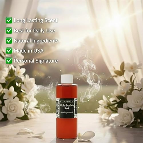 2 Fl Oz P'olo Double Red Fragrance Body Oil - Pure & Natural Long-Lasting Perfume Oil for Men - Scented Body Oil for Skin - All-Day Fragrance & Body Care - Ideal Gift