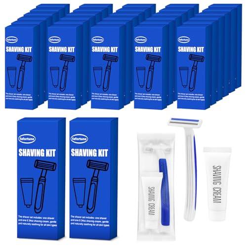 Shave Kit in Bulk Twin Blade Razors with Protective Cap,Disposable Razors in Bulk Shaving Cream for Hotel, Airbnb, Homeless, Shelter, Camping and Travel (30)
