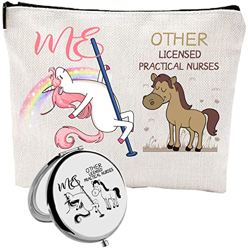 BoomBoomGifts Christmas Gifts for LPN,LPN Nurse Zipper Makeup Bag Cosmetic Pouch,LPN Nurse Travel Toiletry Pouch Organizer Bag,LPN Nurse Compact Mirror,LPN Nurse Gifts
