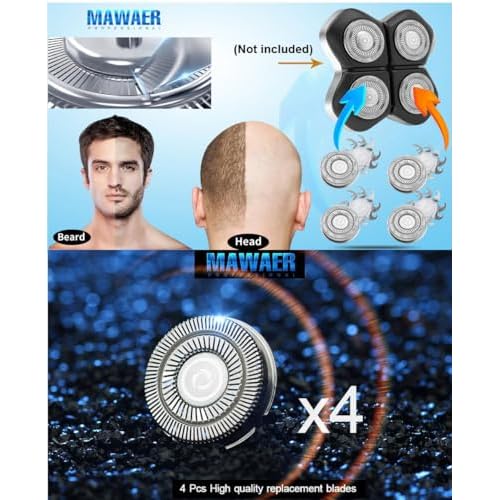 4PCS Double Ring Replacement Blades Compatible with FREEBIRD Flexseries Pro Head Shaver
