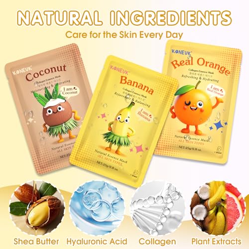 126 Pack Sheet Hydrating Face Masks Skincare for Women, Bulk Fruit Face Mask Skin Care for Kids, Facial Masks Set for All Skin Types, Easter Basket Stuffers, Spa Party Supplies for Girls Teens