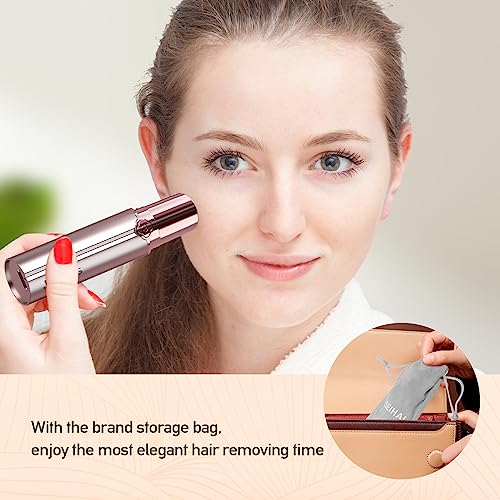 Facial Hair Removal for Women, Electric Painless Rechargeable Facial Hair Remover for Face, Lip, Chin with 2 Replacement Heads