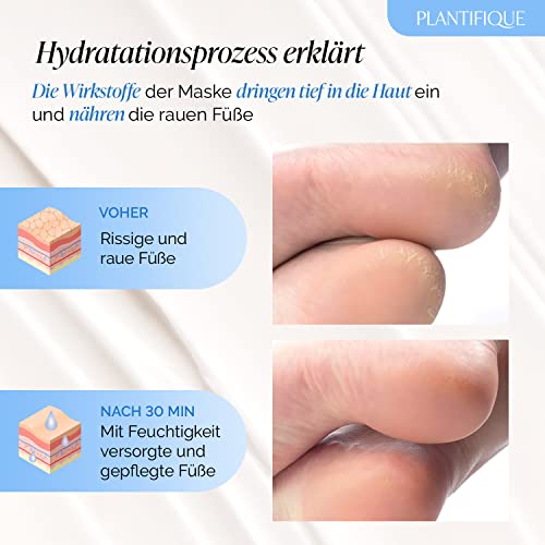 PLANTIFIQUE Hydrating Foot Mask for Dry & Cracked Feet - NOT Peeling - 4 Pack and Foot Peel Mask with Vitamins 2 Pack