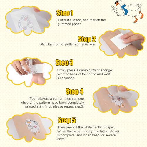 Blulu Silly Goose Temporary Tattoos 8 Sheets 80 Pcs One Goose Birthday Decorations Cute Animals Themed Fake Tattoo Stickers for Classroom Prize School Gifts Carnival Birthday Party Favors(Funny)