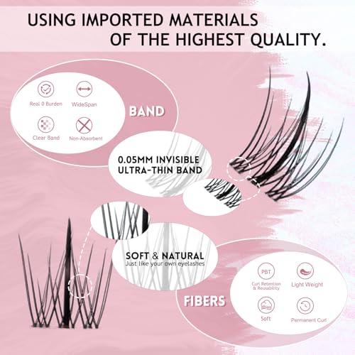 NINGLASH Wink Lash Clusters Kit Wispy DIY Eyelash Extension, Manga 168pcs Natural Individual Fairy Spikes Cluster Eyelashes Anime Eye Lashes Waterproof Lash Bond and Seal Remover Tweezer Comb Brush