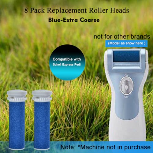 8 Pack Blue Replacement Roller Compatible with Scholl Express Pedi Foot Smoother-Extra Coarse