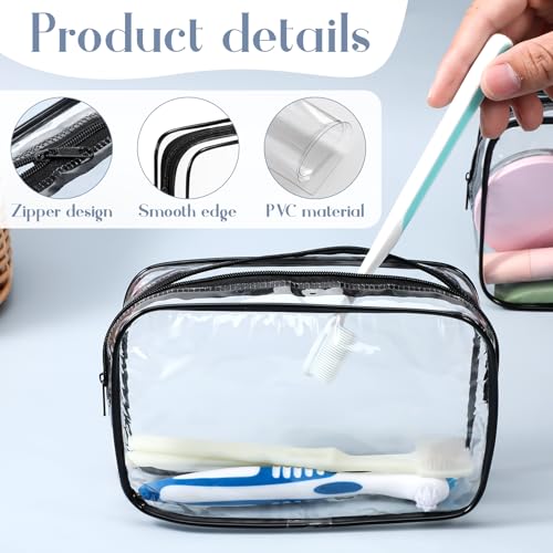 28 Pieces Clear Cosmetic Makeup Bags with Zipper Transparent Cosmetic Bag Clear Makeup Bags Bulk Waterproof Portable Transparent Zippered Organizer Case for Travel Bathroom