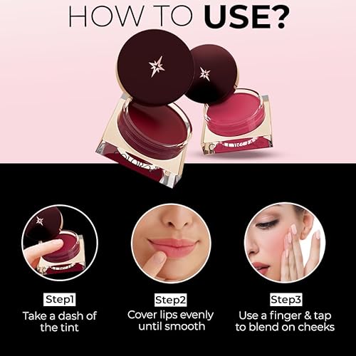 Colorbar Sinful Lip N Cheek Mousse Tint - Powder Matte Blush for Cheeks and Tinted Lip Balm - 2 in 1 Weightless Formula - 003 Coco Berry - 0.14 oz (Pack of 2)