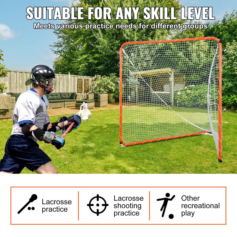 6' x 6' Outdoor Lacrosse Target with Mesh Net, Transport Bag & Easy Assembly