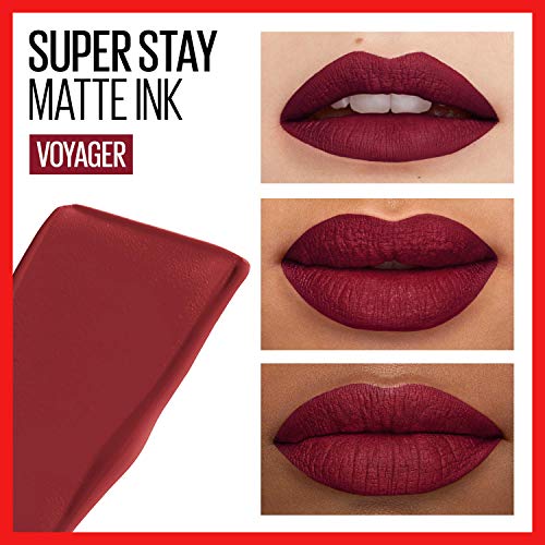 MAYBELLINE Super Stay Matte Ink Liquid Lipstick Makeup Long Lasting High Impact Color Up to 16H Wear Exhilarator Ruby Red and Voyager Deep Red