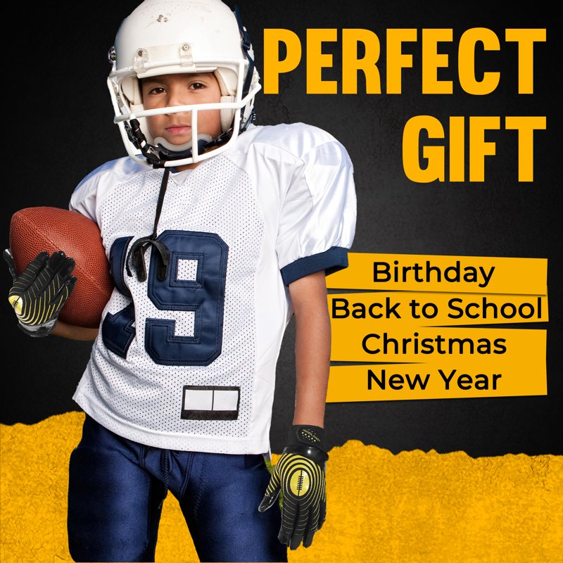Youth Football Gloves with Super Grip and Breathable Design – Kids Receiver Gloves for Boys and Girls