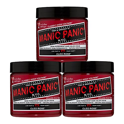 MANIC PANIC Classic Cleo Rose Semi Permanent Hair Color - Warm Magenta Pink Hair Dye for Women & Men That Lasts 4-6 Weeks - Vegan, Ammonia & Cruelty-Free - Create & Mix Custom Shades (4oz / 3pk)
