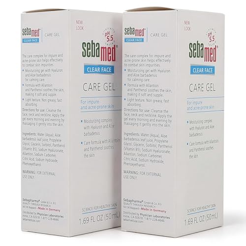 SEBAMED Clear Face Care Gel (50mL) with Aloe Vera and Hyaluronic Acid for Impure and Acne Prone Skin - Made in Germany - Pack of 2