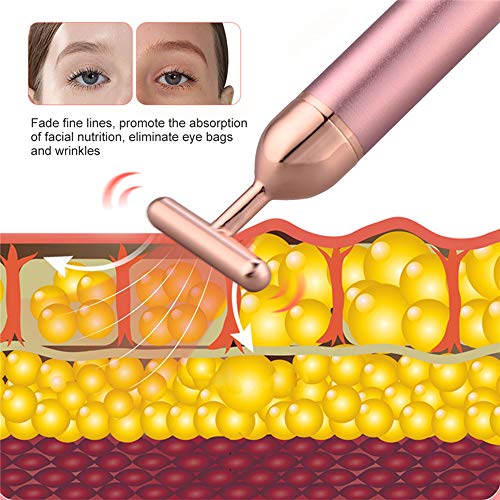 Beauty Bar Rose Gold Facial Massager for Skin Care Electric T-Shape Tools Face Lifting and Firming Anti-Wrinkles Skin Tightening (Pink)
