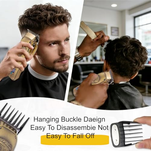 10-Pcs Clipper Guard Set, Black Professional Clipper Guard Set Compatible with Wahl Most Clippers (1.5-25mm), Premium Close Cut to 1-Inch,Black Sliver
