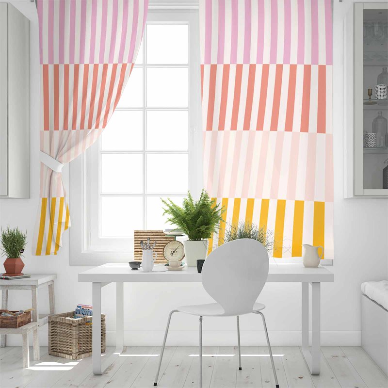Colorful Stripe Blackout Curtains for Bedroom & Living Room - Thermal Insulated Drapes 52x63 Inches