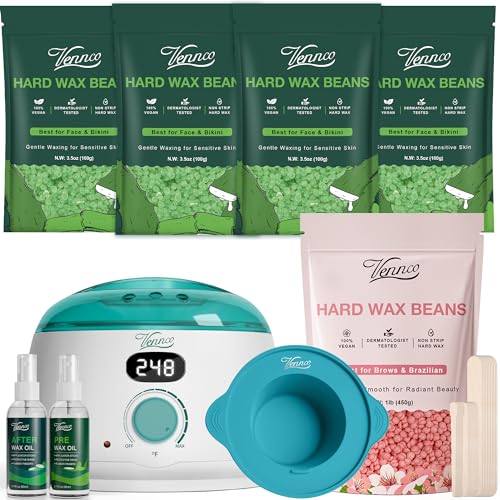 Waxing Kit for Women Men + 1lb Wax Beans with Cherry Blossom for Sensitive Skin for Facial, Eyebrows, Arms, and Brazilian Area for Home Use