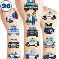 107 PCS Police Car Temporary Tattoos Themed Birthday Party Decorations Favors Supplies D?cor Cute Cop Officer Policeman Blue Tattoo Stickers Gifts For Boys Girls Class Prizes Rewards Cartoon Carnival