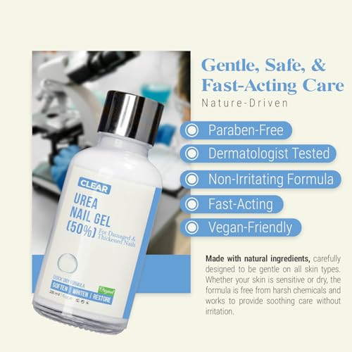 Urea Nail Gel Combo Pack ? 50% Urea Daily Treatment & CLEAR 40% Urea Night Gel with Tea Tree Oil ? Softens Thick Nails, Repairs Cracked Heels, Whitens Discolored Nails ? Quick-Dry ? Made in USA