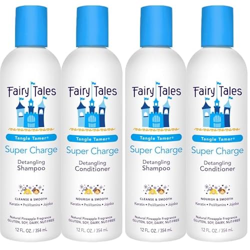 Fairy Tales Tangle Tamer Detangling Shampoo and Conditioner for Kids - Ultra Moisturizing and Anti Frizz Protection - Paraben Free, Sulfate Free - 12 Oz (4 pack)