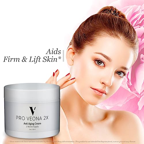 Pro Veona 2x Cream - Moisturizing Anti Aging Cream - 2 Month Supply - Lift & Firm - Nourishing Anti-Wrinkle Technology - Ceramides, Vitamin C, Collagen - Reduce Appearance of Age Spots & Redness