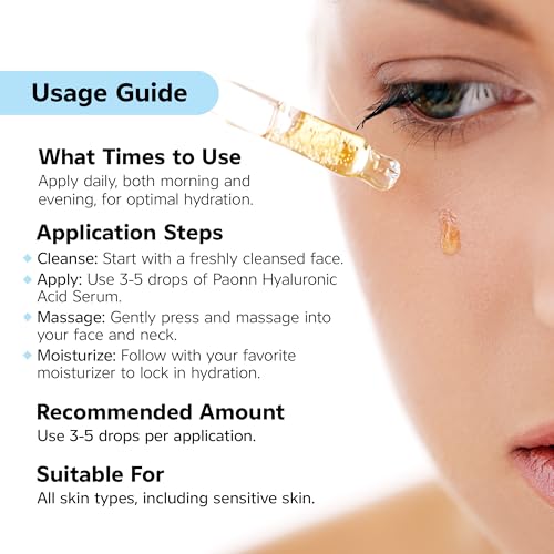 Hyaluronic Acid Serum for Face, Deep Hydration & Plumping, Lightweight, No Fragrance, Skin Smoothing, Moisture-Locking Effect