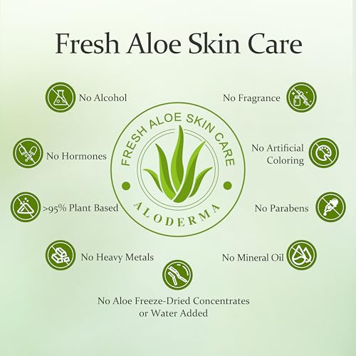 Aloderma Aloe Vera Gel Made within 12 Hours of Harvest with 96% Pure Organic Aloe Vera for Skin, Scalp, & Hair, Soothing Aloe Face Moisturizer, Multipurpose, Hydrating Aloe Gel, 7oz, 3-Pack