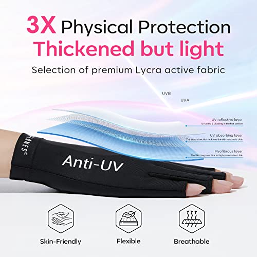 modelones Black UV Gloves and GooseNeck UV Light Lamp for Gel Manicures