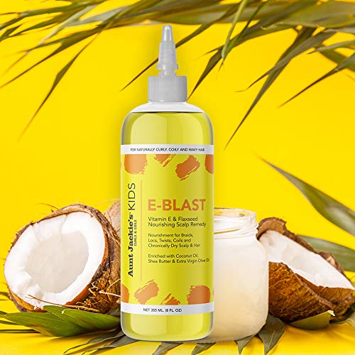 Aunt Jackie's Kids E-Blast Daily Oil for Dry Scalp, Vitamin E and Flaxseed Nourishing Scalp Remedy for Naturally Curly, Coily and Wavy Hair, 8 oz (Pack of 2)