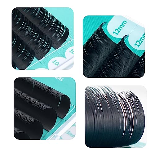 Ellipse Flat Eyelashes Extension 0.15 D Curl 8-15mm Natural Soft Matte Black Faux Mink Individual False Lashes Split Tips Light Lashes Extension Supplies (0.15D,8-15mm)