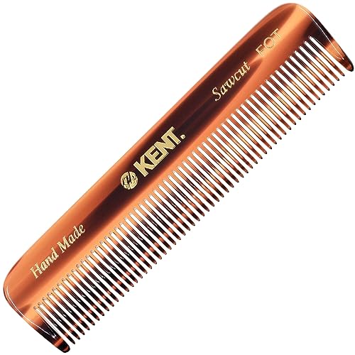 Kent A FOT Handmade Tortoiseshell All Fine Tooth Pocket Comb for Men, Hair Comb Straightener for Everyday Grooming Styling Hair, Mustache Beard, Saw Cut and Hand Polished, Made in England