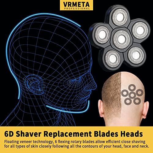 6 Blades Electric Head Shaver Replacement Heads Men's Electric Shaver Replacement Heads for Bald and Face