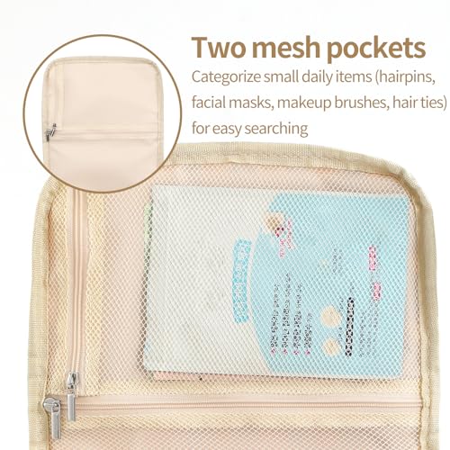 RIGHT AWAY Travel Makeup Bag, Large Capacity Cosmetic Bags for Women,Portable Make Up Case Organizer Waterproof Travel Toiletry Bag with Handle and Divider(Blue)