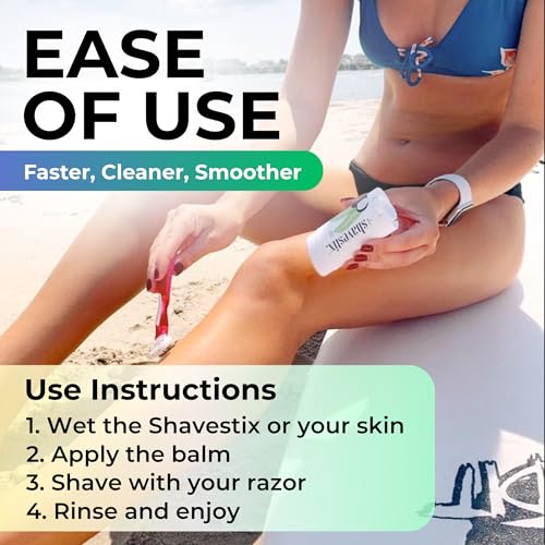 Shavestix Shaving Cream Stick 2.75 Oz - Travel Size Toiletries for Women | 5x Lasting Coconut Milk Shave Stick Roll on for All Skins | Razor Friendly Unisex Hair Removal Cream Bar