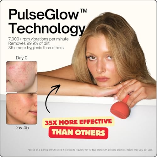Palm Face Clean Pro? - Electric Silicone Face Scrubber for Acne with 7000+ Sonic Pulses - IPX7 Waterproof Rechargeable Exfoliator with Slip-Free Grip, 3 Speed Settings & Phthalate-Free - Jet