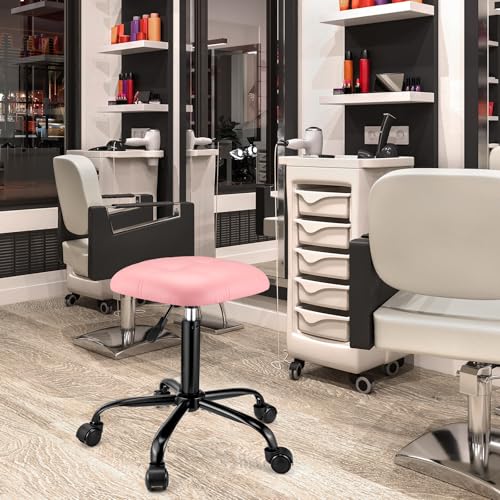 Square Rolling Stool with Wheels Height Adjustable Swivel Stools Office Chair Stable Base Foot